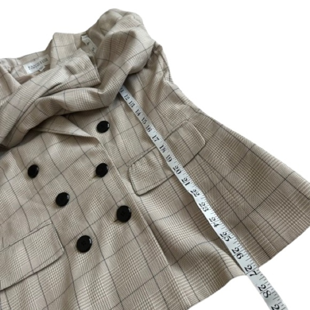 Vintage Executive Collection Women's 8P Cream Tan Plaid Double-Breasted Blazer - Picture 10 of 14
